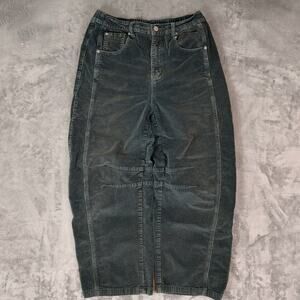 Aaron & Amber dark green corduroy baggy streetwear boho barrel pants wms M